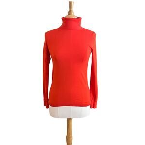 Talbots Red/Orange Cotton Blend Long Sleeve Lightweight Turtleneck Sweater XS